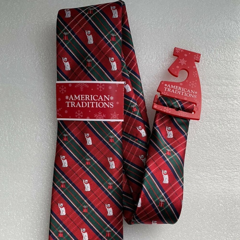 NEW American Traditions Plaid Polar Bear Necktie